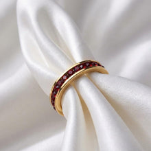 Birthstone Eternity Band Ring Gold Plated Non Tarnish Stackable Crystal Ring Full Channel Set Dainty Wedding Band Gift for Her