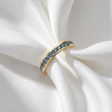 Birthstone Eternity Band Ring Gold Plated Non Tarnish Stackable Crystal Ring Full Channel Set Dainty Wedding Band Gift for Her