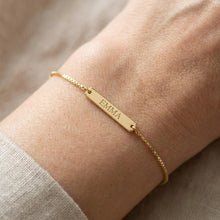 Custom Mini Name Bar Bracelet, Personalized Engraved Bracelet for Women, Dainty Paperclip Chain Jewelry, Gift for Her, Mom Birthday Gift