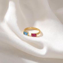 Birthstone Rings for Women Dainty Gold Adjustable Ring Non Tarnish Gemstone CZ Ring Birthday Gift for Mom Her Stackable Jewelry (fits for 6-10 size)