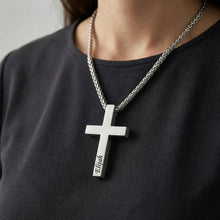 Personalized Cross Pendant on Wheat or Cuban Chain Necklace – Christian Jewelry Gift for Him, Baptism Confirmation Birthday Gift