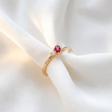 Birthstone Ring Gold Adjustable Non Tarnish Dainty Pear Gemstone Ring CZ Diamond Accent Minimalist Ring Birthday Gift for Her