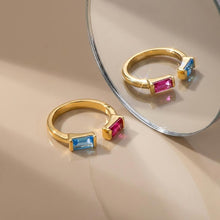 Birthstone Rings for Women Dainty Gold Adjustable Ring Non Tarnish Gemstone CZ Ring Birthday Gift for Mom Her Stackable Jewelry (fits for 6-10 size)