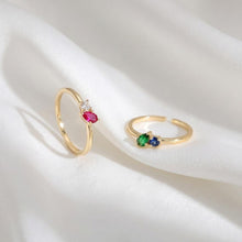 Birthstone Ring Gold Adjustable Non Tarnish Dainty Pear Gemstone Ring CZ Diamond Accent Minimalist Ring Birthday Gift for Her