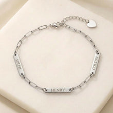 Custom Mini Name Bar Bracelet, Personalized Engraved Bracelet for Women, Dainty Paperclip Chain Jewelry, Gift for Her, Mom Birthday Gift