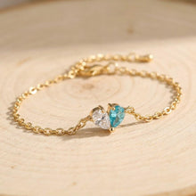 Custom Heart Birthstone 14K Gold Bracelet - Mother Daughter Jewelry Gift - Anniversary Birthday Gift