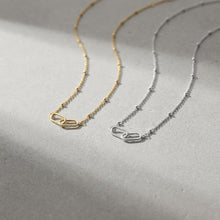 Infinity Bead Necklace, Interlocking Oval Necklace, Linked Pendant Necklace, Family Necklace, Minimalist Gold Jewelry Gift for Her