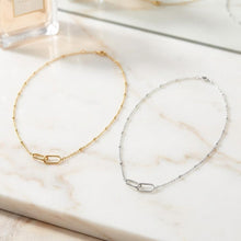 Infinity Bead Necklace, Interlocking Oval Necklace, Linked Pendant Necklace, Family Necklace, Minimalist Gold Jewelry Gift for Her