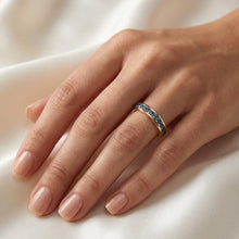 Birthstone Eternity Band Ring Gold Plated Non Tarnish Stackable Crystal Ring Full Channel Set Dainty Wedding Band Gift for Her