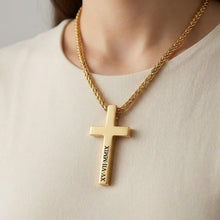 Personalized Cross Pendant on Wheat or Cuban Chain Necklace – Christian Jewelry Gift for Him, Baptism Confirmation Birthday Gift