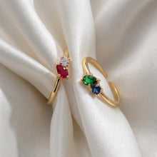 Birthstone Ring Gold Adjustable Non Tarnish Dainty Pear Gemstone Ring CZ Diamond Accent Minimalist Ring Birthday Gift for Her