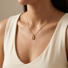 Custom Bubble Initial 18 or 14K dainty cable, snake or box chain necklace, personalized bubble letter, gift for her