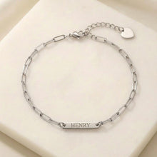 Custom Mini Name Bar Bracelet, Personalized Engraved Bracelet for Women, Dainty Paperclip Chain Jewelry, Gift for Her, Mom Birthday Gift