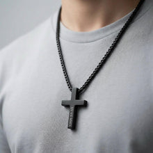 Personalized Cross Pendant on Wheat or Cuban Chain Necklace – Christian Jewelry Gift for Him, Baptism Confirmation Birthday Gift