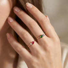 Birthstone Ring Gold Adjustable Non Tarnish Dainty Pear Gemstone Ring CZ Diamond Accent Minimalist Ring Birthday Gift for Her