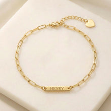 Custom Mini Name Bar Bracelet, Personalized Engraved Bracelet for Women, Dainty Paperclip Chain Jewelry, Gift for Her, Mom Birthday Gift