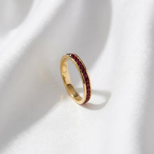 Birthstone Eternity Band Ring Gold Plated Non Tarnish Stackable Crystal Ring Full Channel Set Dainty Wedding Band Gift for Her