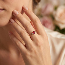 Birthstone Ring Gold Adjustable Non Tarnish Dainty Pear Gemstone Ring CZ Diamond Accent Minimalist Ring Birthday Gift for Her