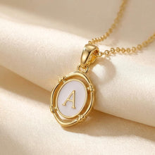 Initial Necklace for Women, 14K Gold Plated Oval Letter Necklace, White Enamel Charm, Personalized Name Jewelry, Dainty Trendy Gift