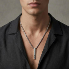 Custom Personalized Bar Necklace for Men – Engraved Minimalist Stainless Steel Pendant – Gift for Him (Custom Message, Coordinates, Name)