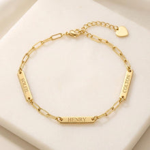 Custom Mini Name Bar Bracelet, Personalized Engraved Bracelet for Women, Dainty Paperclip Chain Jewelry, Gift for Her, Mom Birthday Gift