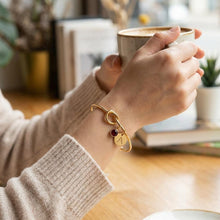 Gold Initial Birthstone Bracelet, Personalized Letter Charm Bangle, Minimalist Gold Bracelet, Custom Jewelry Gift for Mom Sister Friend