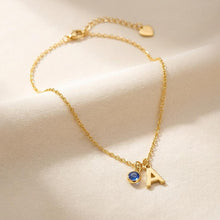 14K Gold Initial Necklace with Birthstone - Personalized Ladies Jewelry - Custom Birtday, Mom, Daughter Gift