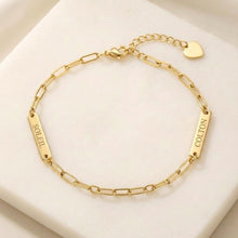 Custom Mini Name Bar Bracelet, Personalized Engraved Bracelet for Women, Dainty Paperclip Chain Jewelry, Gift for Her, Mom Birthday Gift