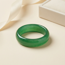 Natural Jade Band Ring, Green Crystal Minimalist Jewelry, Feng Shui Luck Ring for Women Men, Adjustable Thumb Ring Gift