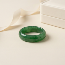 Natural Jade Band Ring, Green Crystal Minimalist Jewelry, Feng Shui Luck Ring for Women Men, Adjustable Thumb Ring Gift