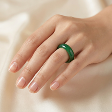 Natural Jade Band Ring, Green Crystal Minimalist Jewelry, Feng Shui Luck Ring for Women Men, Adjustable Thumb Ring Gift