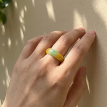 Natural Multicolor Jade Ring, Green & Honey Jade Band, Minimalist Gemstone Ring, Elegant Feng Shui Jewelry Gift
